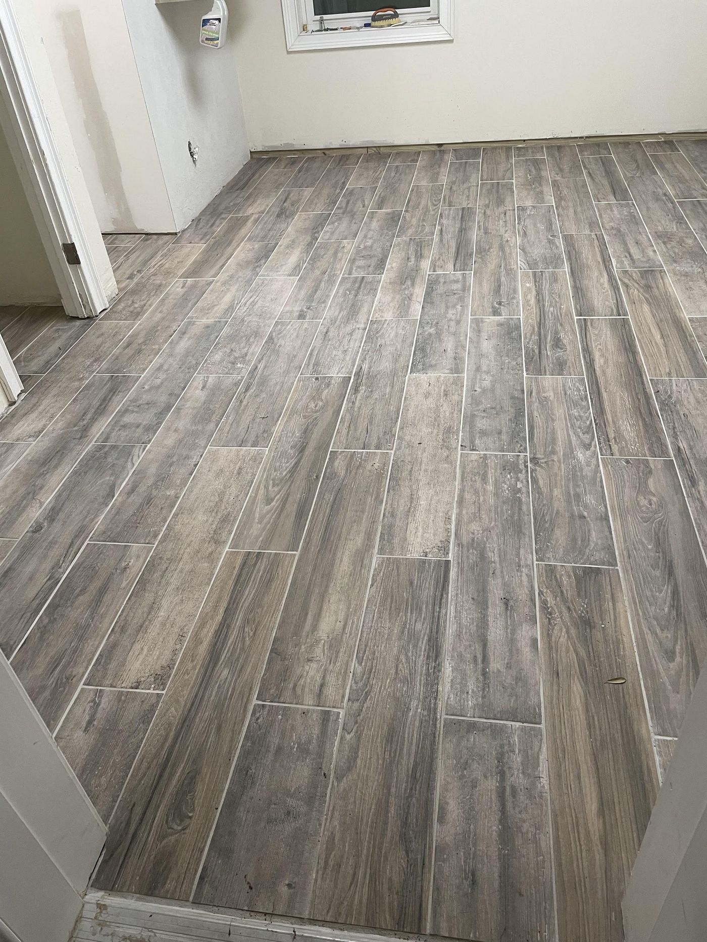 Tile floor in study